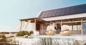 Holiday house with solar panels