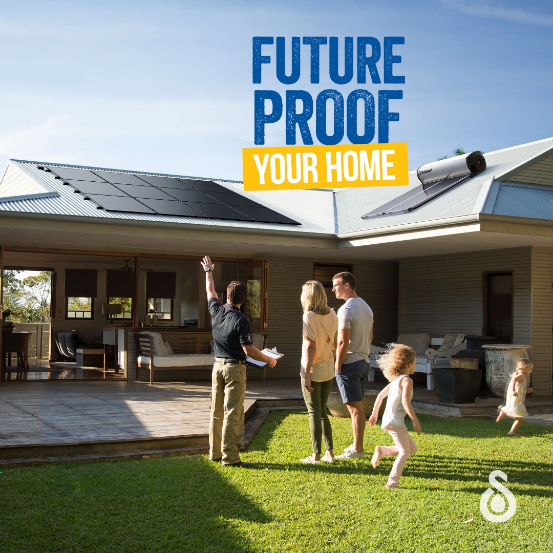a family receiving a free solar assessment in backyard